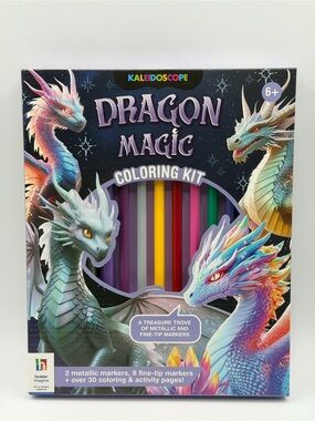 Kaleidoscope Dragon Magic Coloring Kit Multicolor Markers & Activity Pages - New
